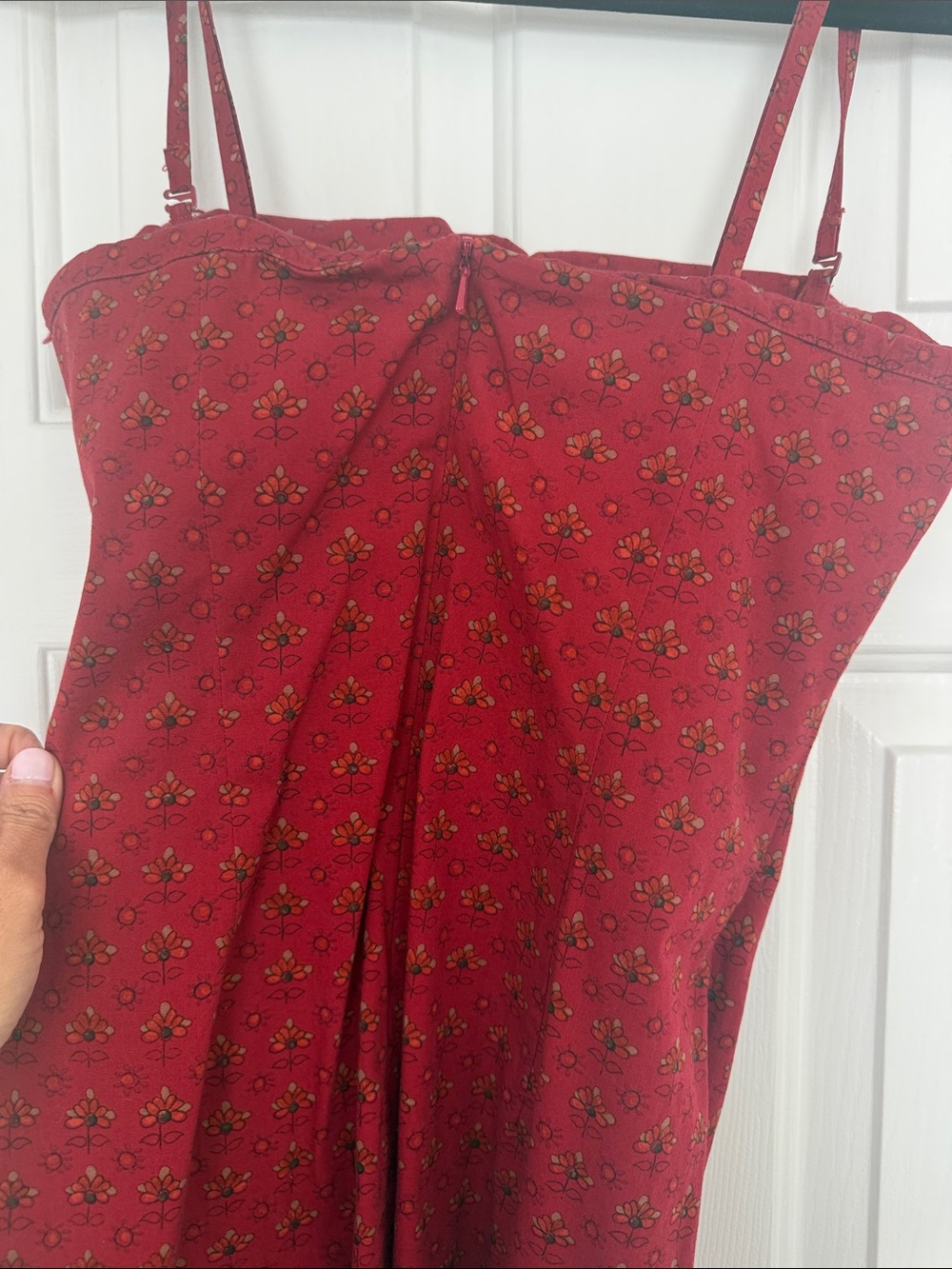 Vintage Ralph Lauren Red Spaghetti-Strap Midi Dress with removable straps - Picture 8 of 10